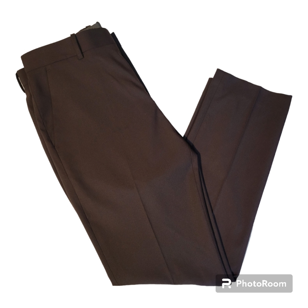Perry Ellis Men's Dark Red (Dark Burgundy) Slim-Fit Dress Pants | Size 3…
